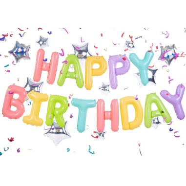 Guirlande de gâteau - Happy Birthday (multicolore)