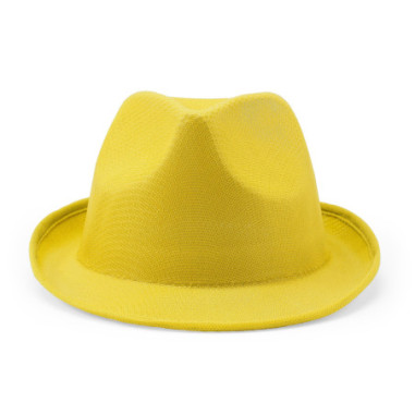 Chapeau jaune en forme fedora