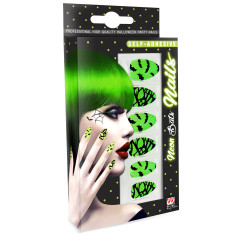 Kit 12 ongles adhésifs fluo chauve-souris