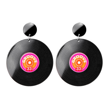 Couleur de Nuit - Boucles d'oreilles disque vinyle 80's