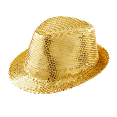 Chapeau doré à paillettes