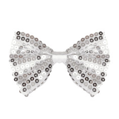 Noeud papillon argenté à paillettes